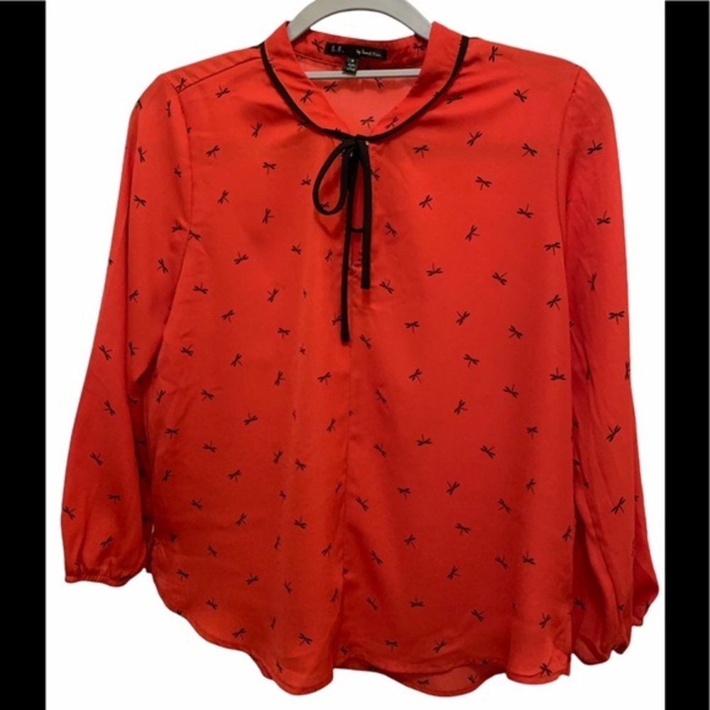 S.R. By Sweet Rain Dragon Fly Red Blouse Size M